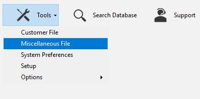 Tools menu with Miscellaneous File highlighted