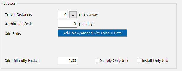 Labour section showing the Add New/Amend Site Labour Rate button